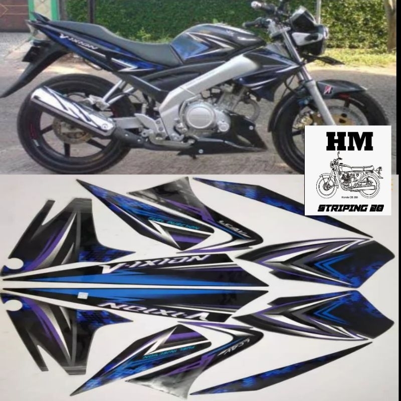 STRIPING STIKER YAMAHA VIXION OLD TAHUN 2009 HITAM LIS BIRU STANDART BERKWALITAS