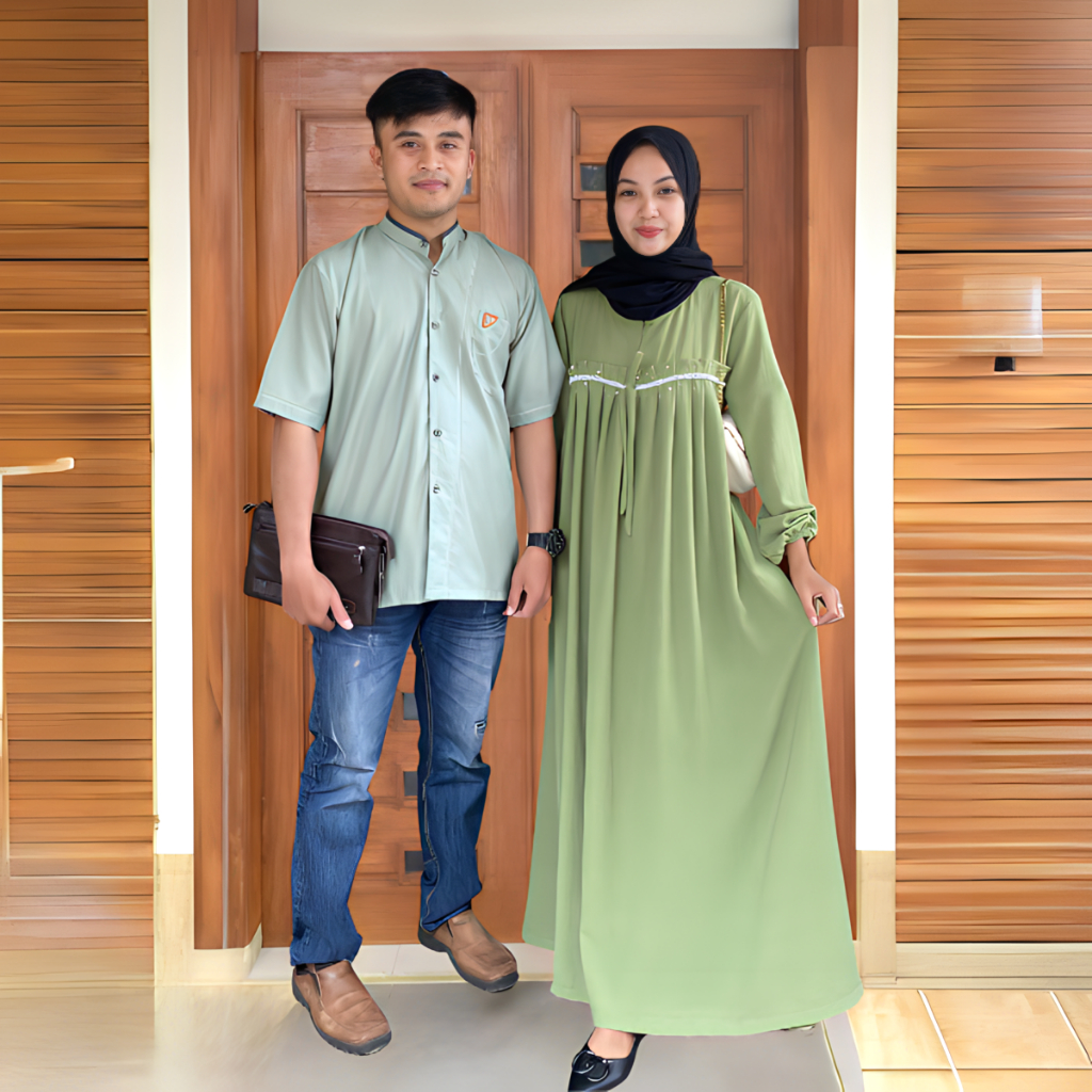 BAJU PASANGAN COUPLE KONDANGAN MUSLIM DRESS PANJANG WANITA GAMIS DAN KOKO LENGAN PENDEK PRIA DEWASA