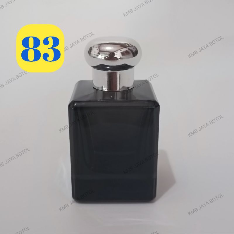 BOTOL PARFUM KACA HITAM TRANSPARAN JOMALON BLACK SILVER 50 ML SEMI PRESS, BOTOL PARFUM TERBARU, BOTO