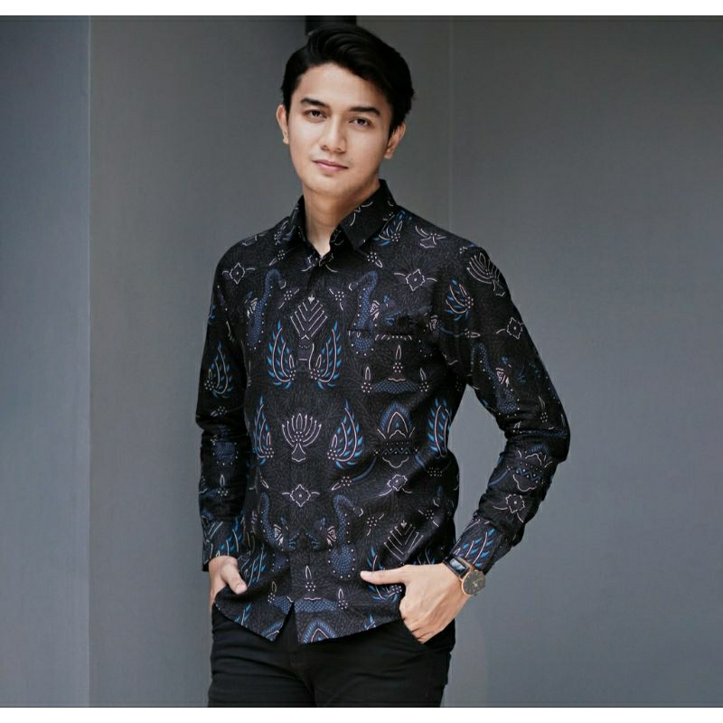 DEWATA  kemeja batik pria lengan panjang mewah modern full furing kekinian-murah batik kondangan cowok