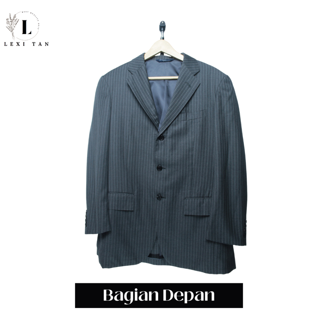 Jas / Blazer Pria Warna abu Muda (Light Grey) Motif  Garis-Garis / Salur