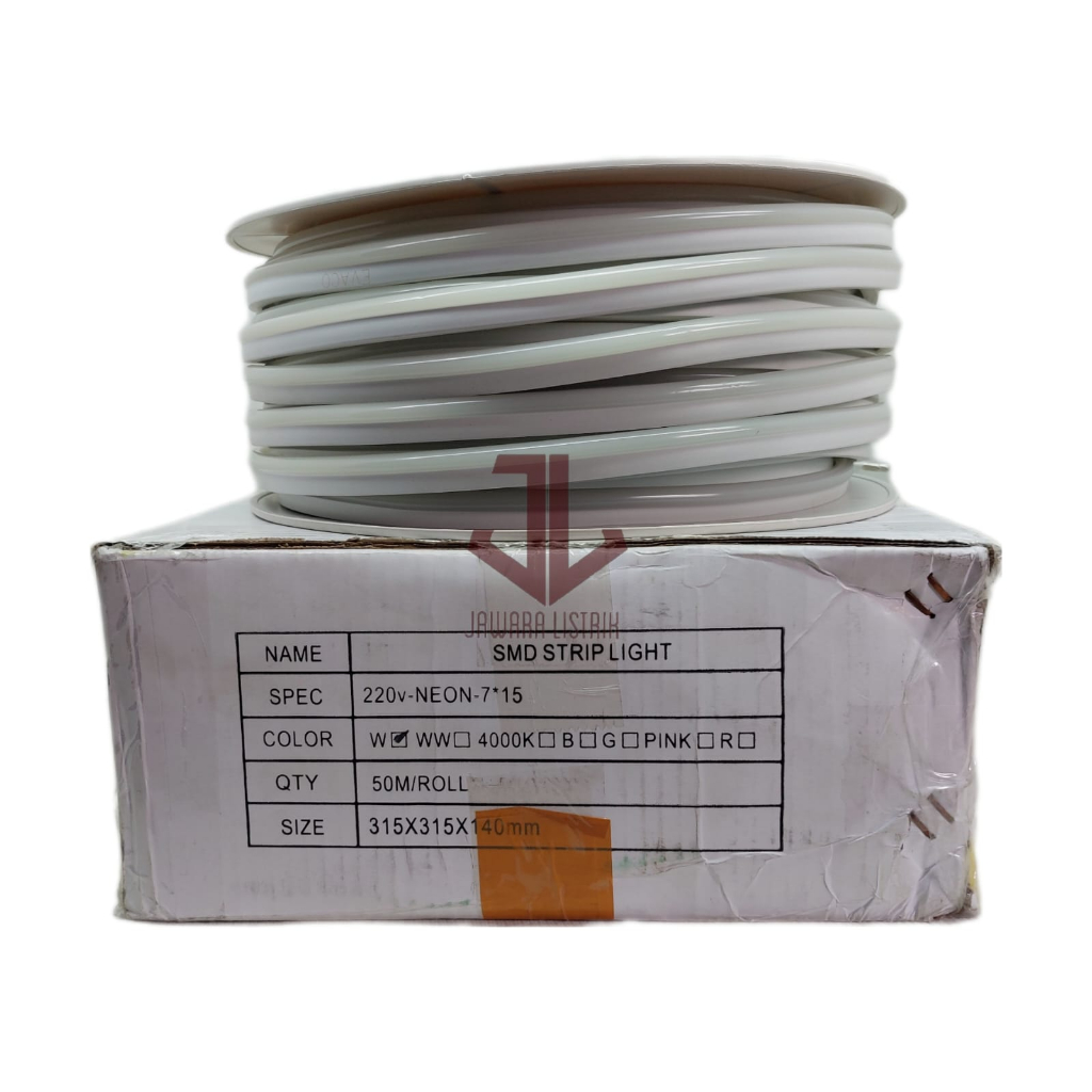 LAMPU LED NEON FLEKSIBEL SMD STRIPLIGHT  220 V METERAN PUTIH