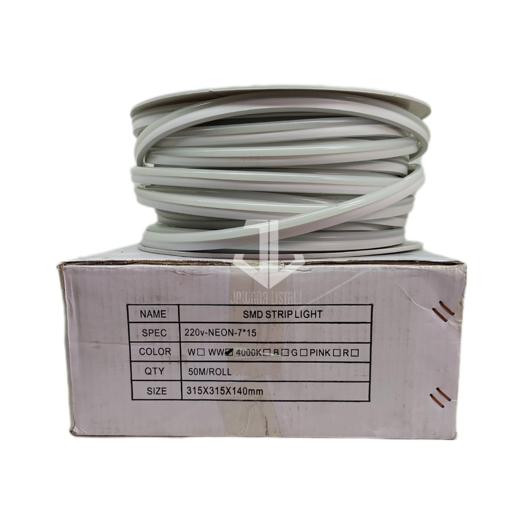 LAMPU LED NEON FLEKSIBEL SMD STRIPLIGHT  220 V METERAN KUNING