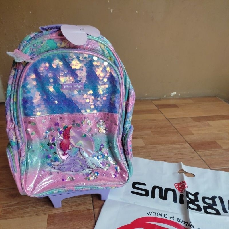 tas trolley smiggle Minecraft ariel disney mermaid princess tas troli geret sekolah anak ransel besa