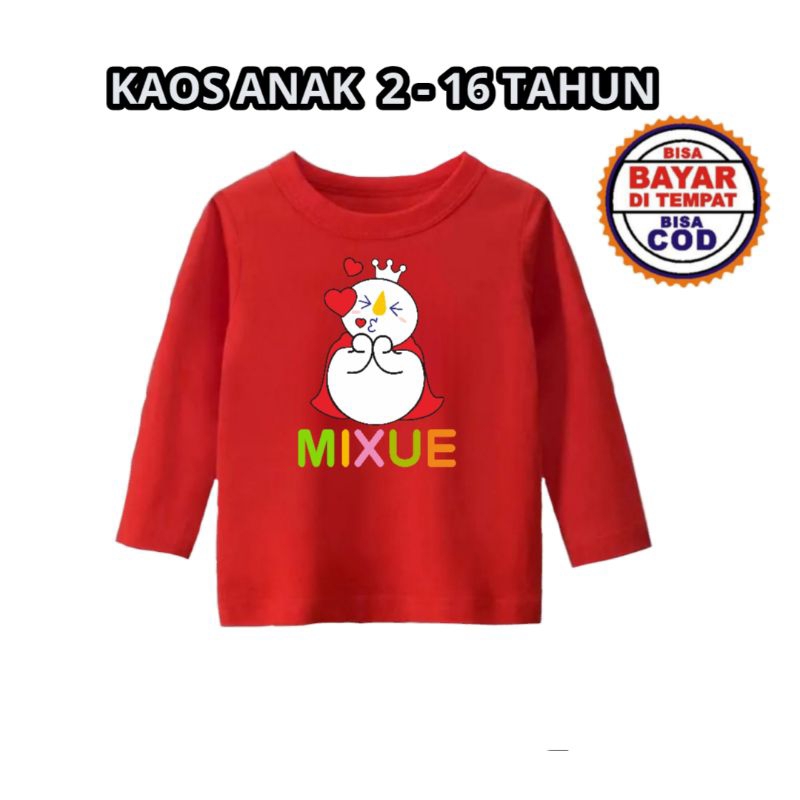 Kaos Mixue Anak / Atasan Anak Lengan Panjang / Baju Kaos Atasan Anak Mixue Ice Cream