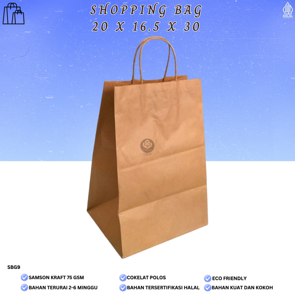 

Paper Bag Kraft Size 20X16.5X30 (Isi 12 Pcs SBG-9)