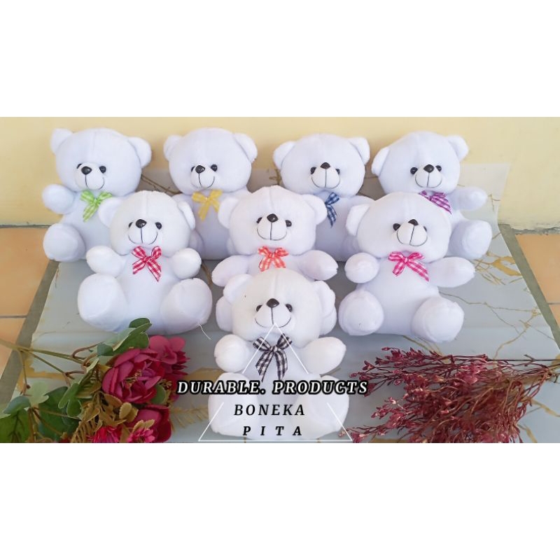 BONEKA DASI PITA KOTAK-KOTAK / BONEKA MINI / BONEKA BOUQUET / BONEKA WARNA PUTIH