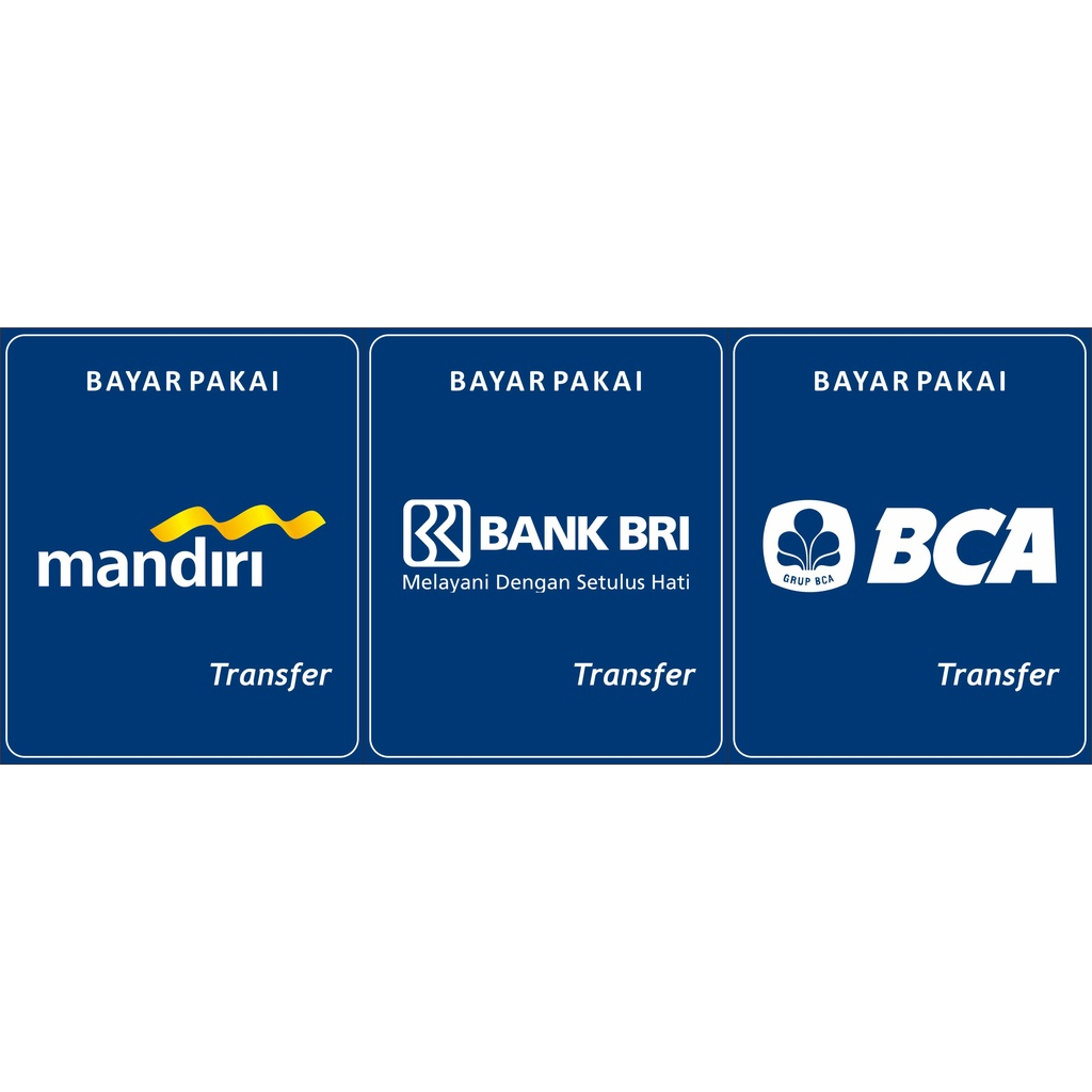 

STIKER VINYL BAYAR PAKAI BRI, BCA, MANDIRI ( DIJUAL SATUAN )