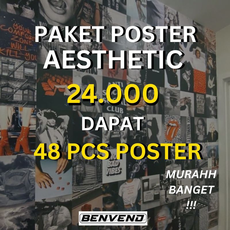 Poster Dinding Aesthetic 1 paket Isi 48pcs | Poater Aesthetic Murah