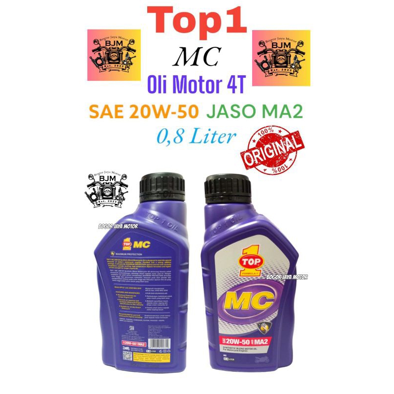 1 pcs OLI MOTOR TOP1 MC 800ML 800 ML 0.8L SAE 20W-50 JASO MA2 ORIGINAL OLI MOTOR 4T OLI MOTOR MURAH 