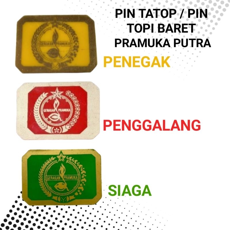 pin topi baret pramuka putra putri / emblem topi tatop siaga penggalang penegak pramuka sd