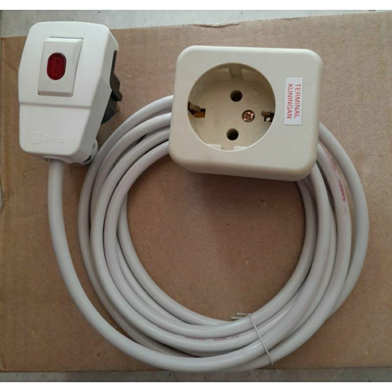 STOP KONTAK UTICON  1 LUBANG / 2 Meter / SAKLAR LAMPU BROCO