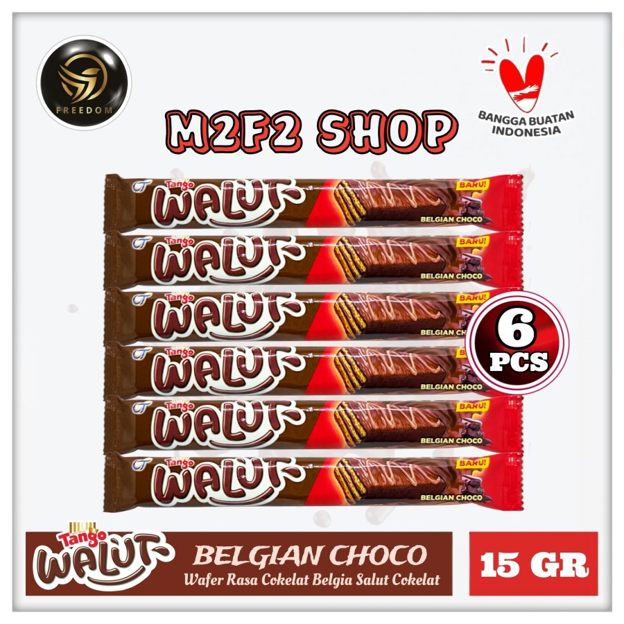

Tango Wafer Walut Belgian Chocolate | Cokelat Belgia Sachet - 15 gr (Kemasan 6 Pcs)