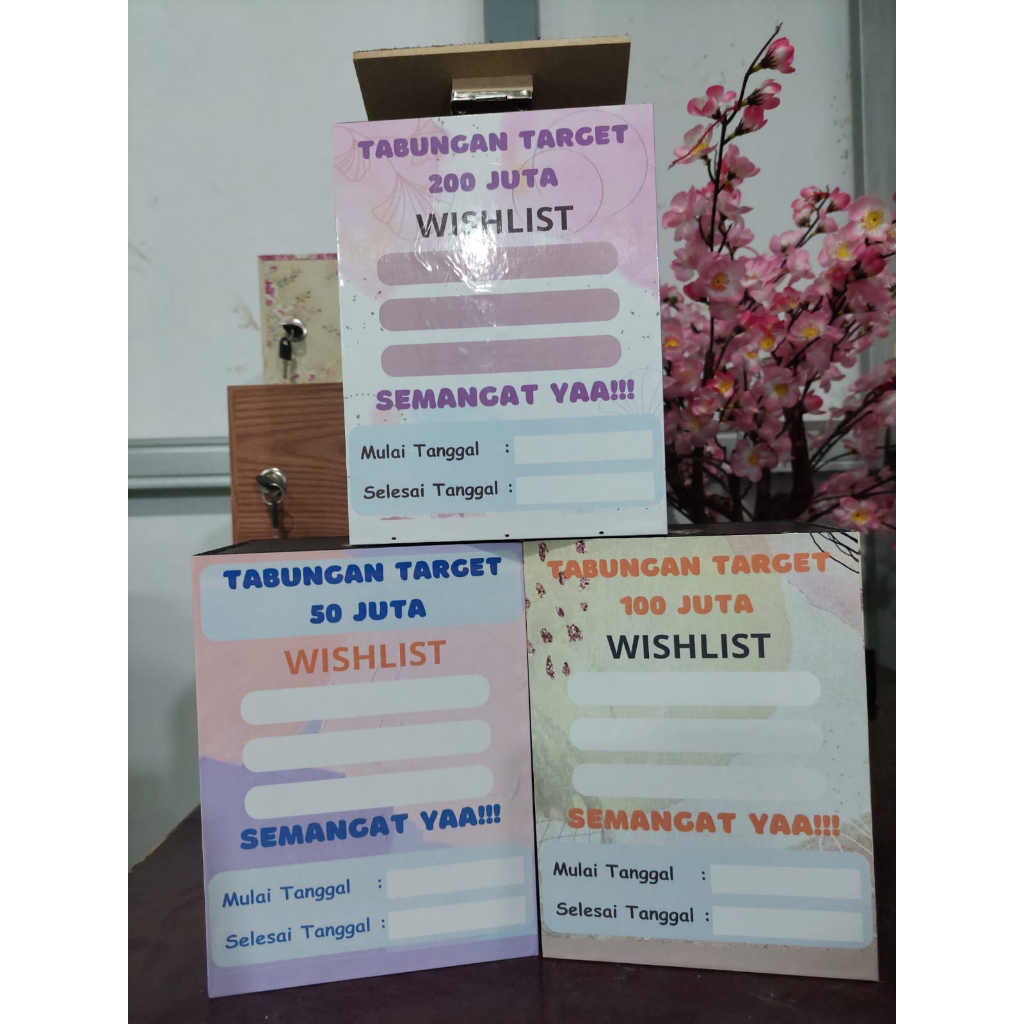 Celengan target kotak murah bahan kayu celengan viral celengan bentuk kotak kunci souvenir hadiah ce