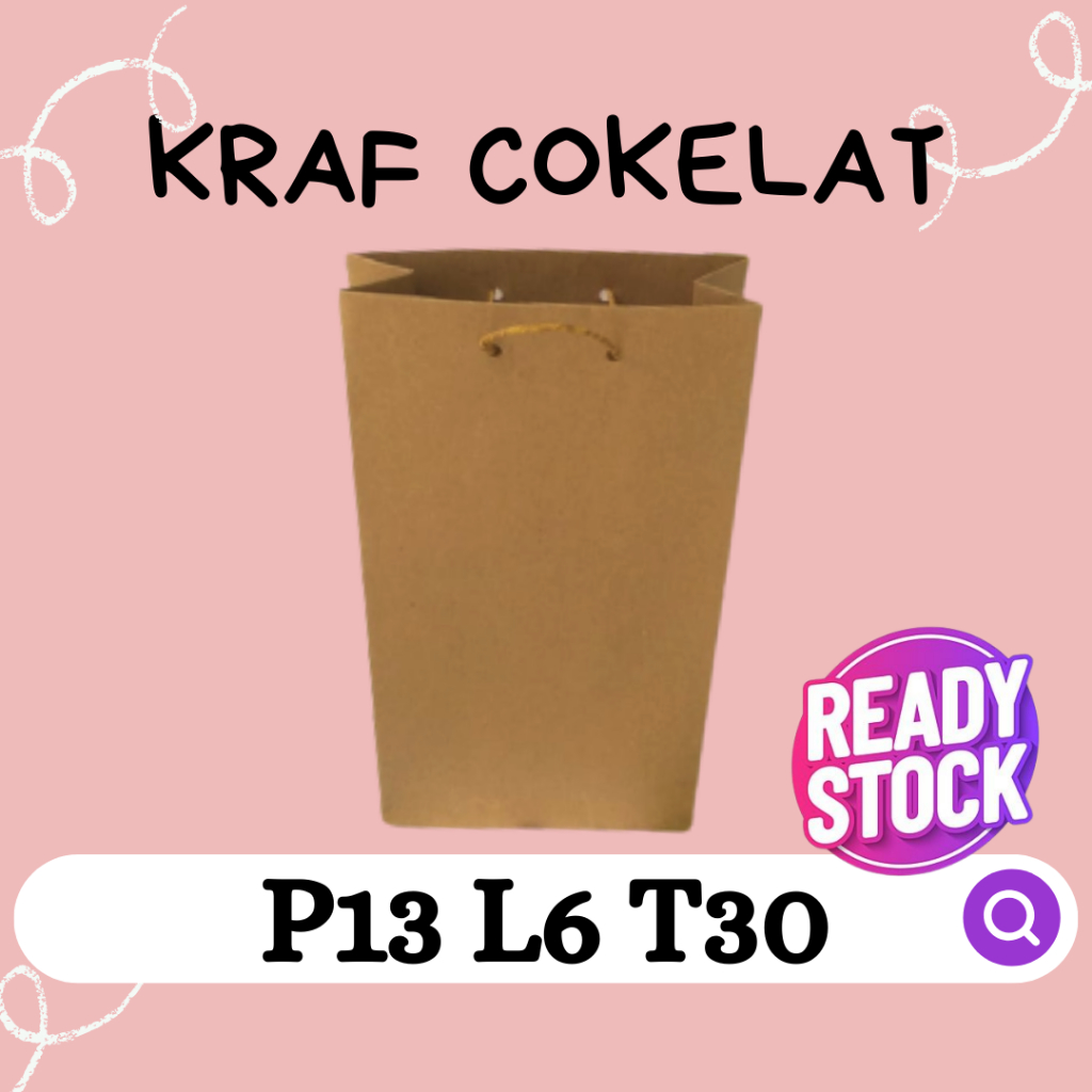 

Paper Bag Murah, Paper Bag Polos Kraf Sandal Hotel Size P13 L6 T30 READY MIN ORDER 10PCS