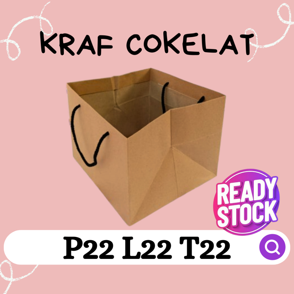 

Paper Bag Murah, Paperbag Polos Kotak Nasi Box 22x22x22 Bahan Kraf Cokelat Ready Stok