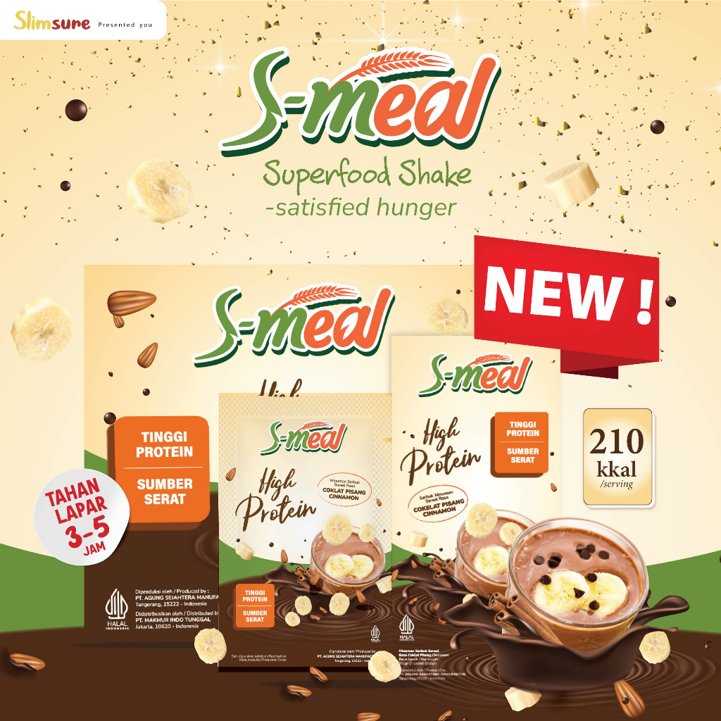 

NEW PRODUCT | S Meal Chocolate Banana Cinnamon - Super Food Shake | High Protein Meal Replacement| Tinggi Serat| Minuman Tinggi Protein