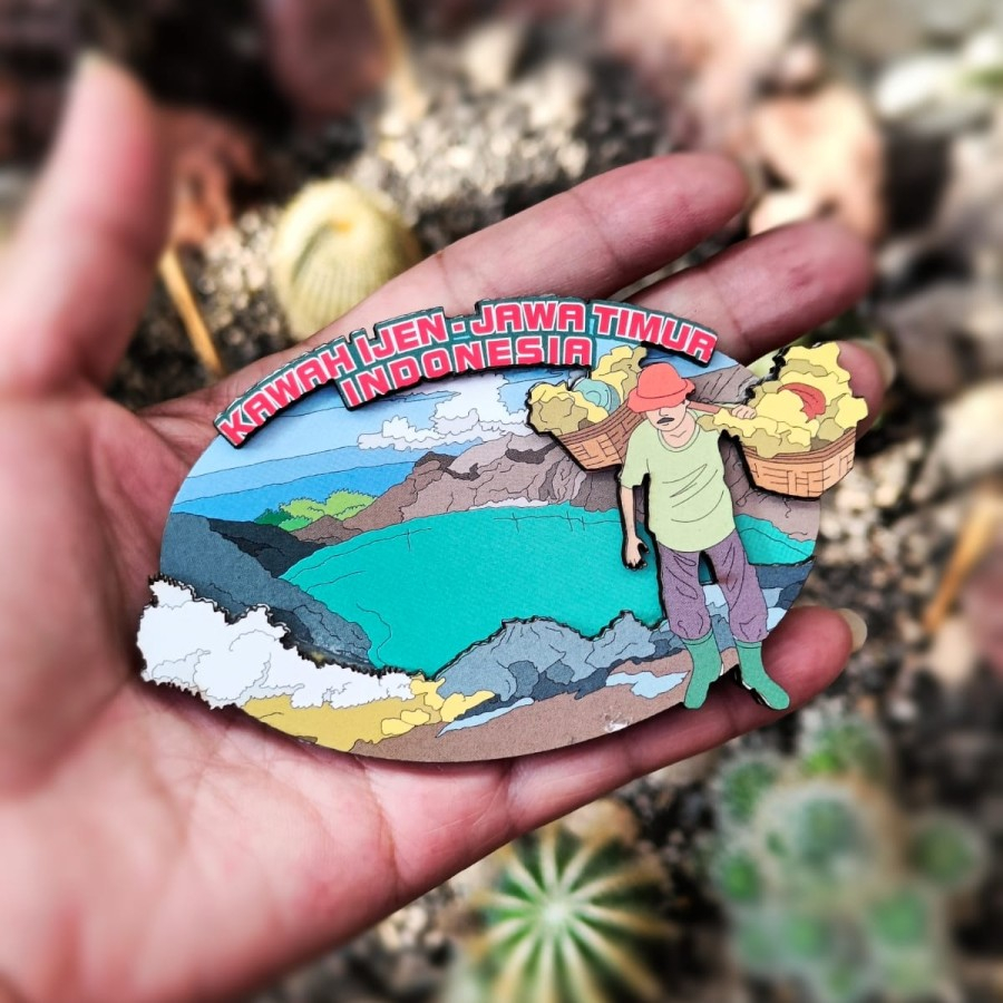 Souvenir magnet kulkas Kawah Ijen Jawa Timur oleh negara Indonesia