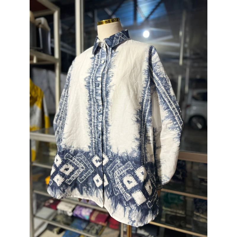 blouse sasirangan katun jepang putih arrow