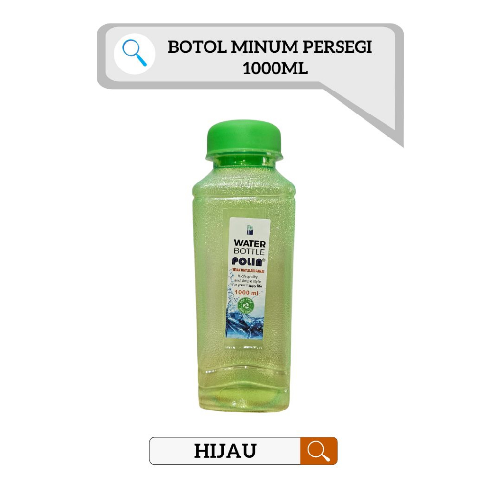 Botol Minum / Botol Minum Plastik / Botol Minum 1000ml / Botol Minum Persegi / Botol Minum Polin 1L