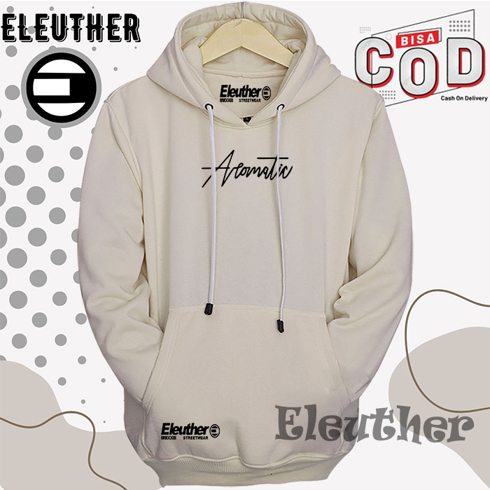 Sweater Hoodie Pria Wanita Eleuther Switer Cowok Warna Hoodie Cream List Sablon Aromatic Japanese Hi