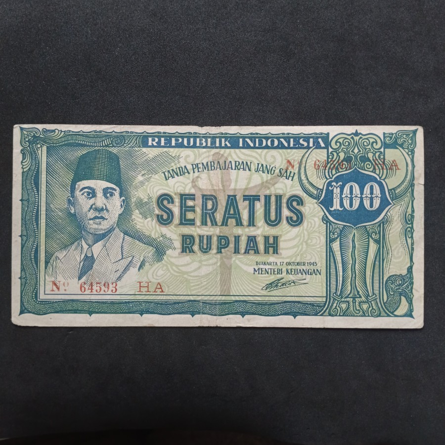 Uang Kuno 100 Rupiah ORI KERIS 1945 VF Very Fine Keydate LANGKA