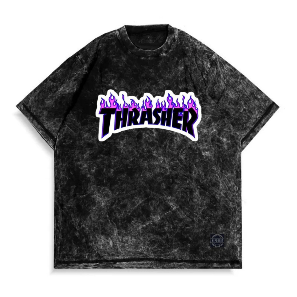 Washed T-Shirt Unisex Sandwash Thrasher Ungu Original