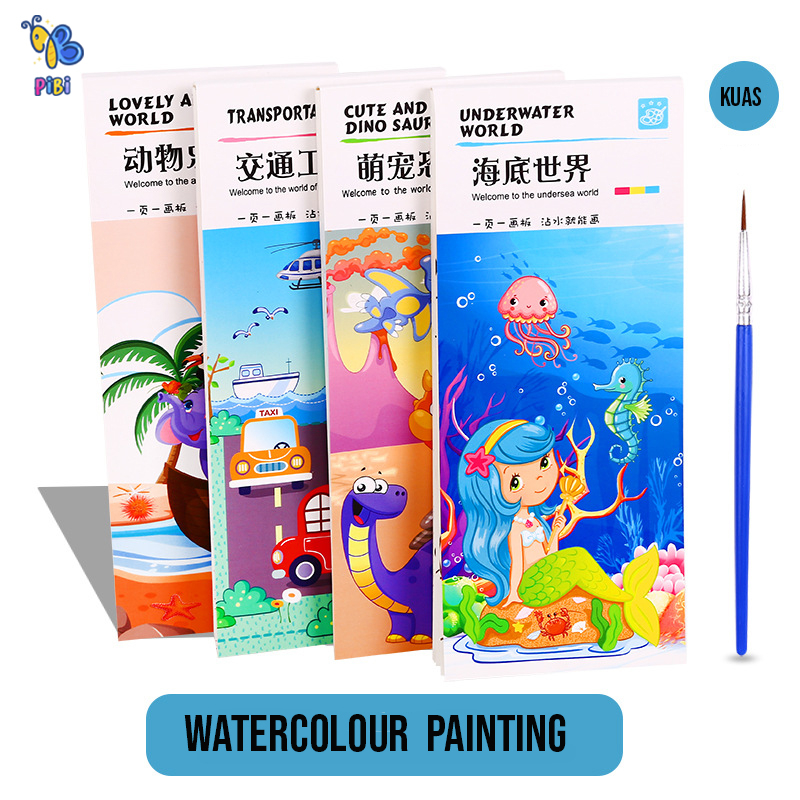 

PIBI - Watercolour Book / Paket Melukis Anak / Buku Mewarnai / Buku Lukis Anak