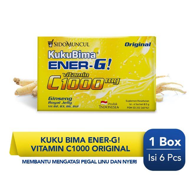 

Kuku Bima Ener-G Vit C1000 Original 6's - Minuman Berenergi Vitamin