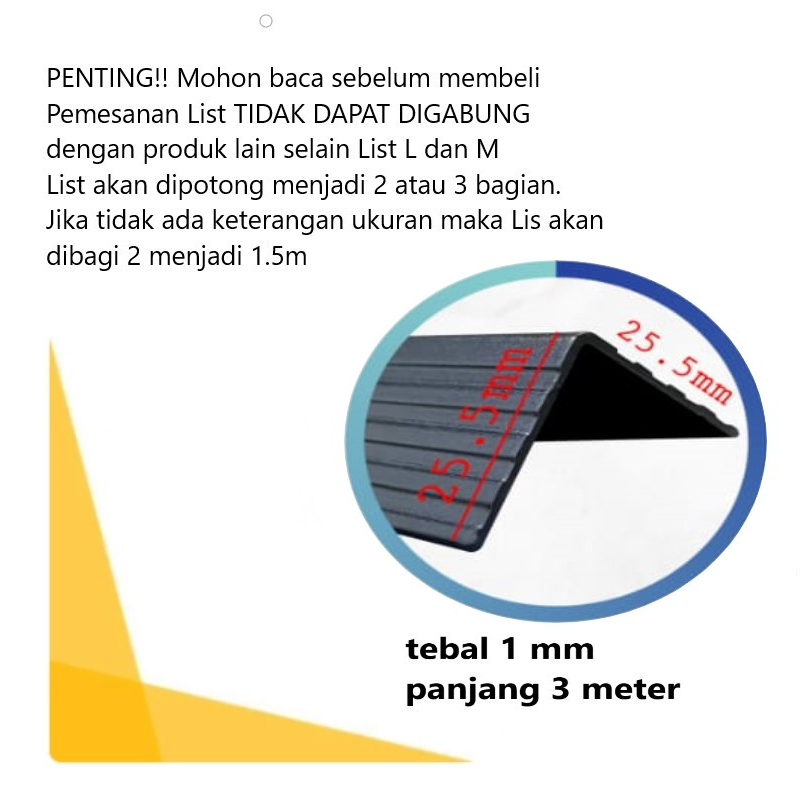 Lis L Alumunium hitam Hardcase List Siku L Flight case 3 meter