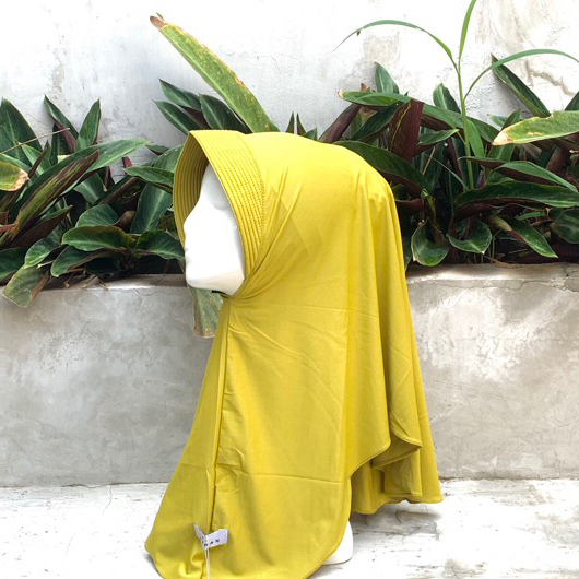 Hijab Bergo sport nutup dada // Hijab sport volly jumbo jersey premium-lemon