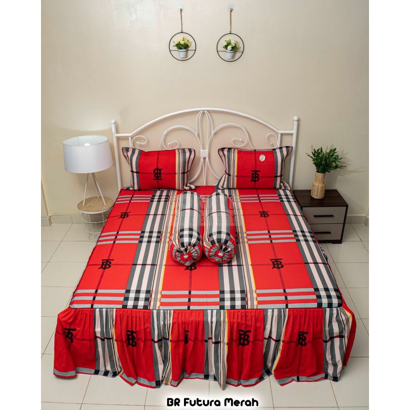 Soraya Bedsheet Futura Merah King Size 180x200x55