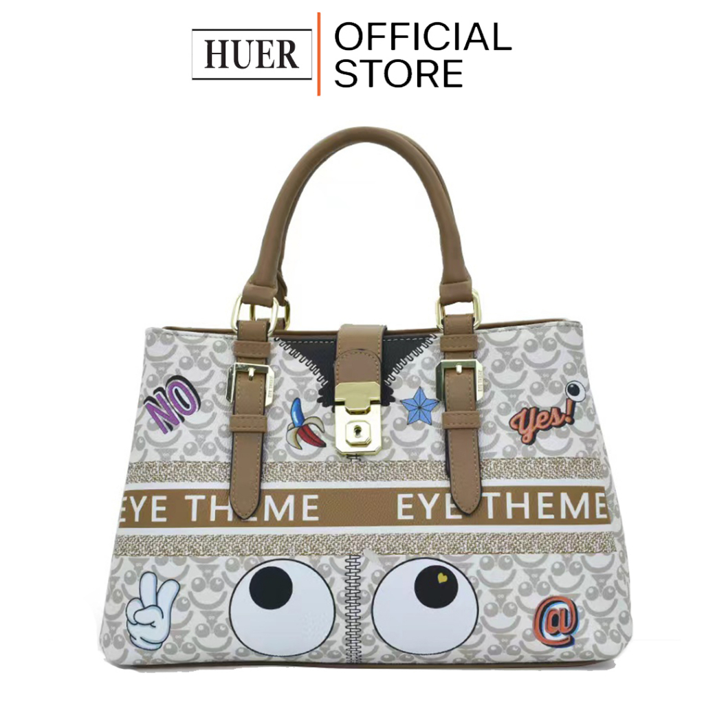 HUER ~ Tas Wanita Omerla Eye Theme Printed Tote Bag 9454-301