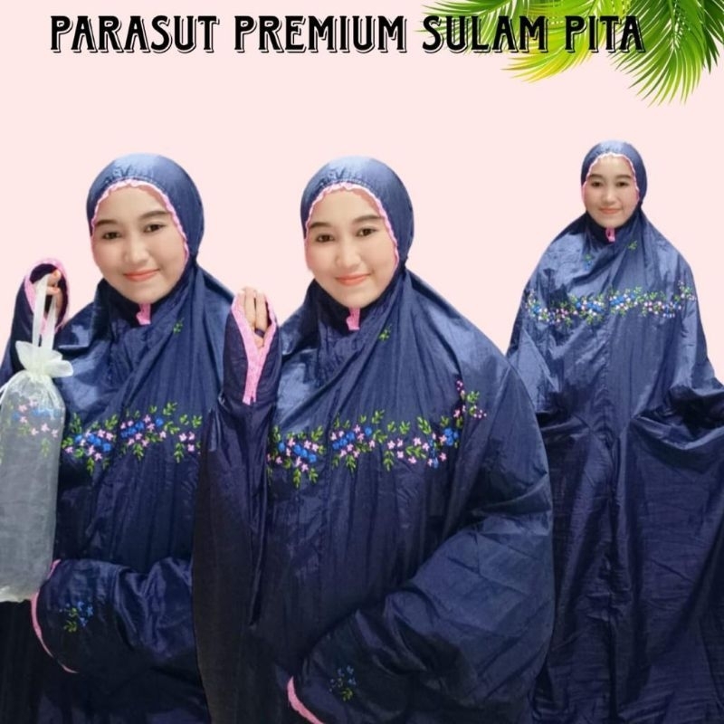 Mukena Terusan Dewasa Travelling Parasut sulam