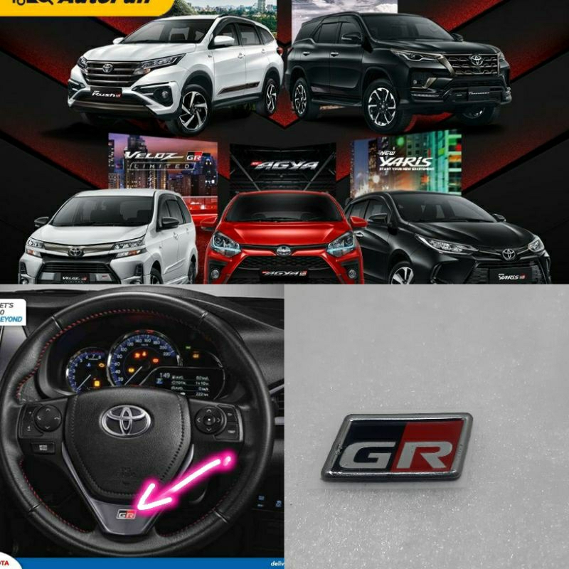 Emblem Stiker Sticker Stir Steer Interior GR Sport Yaris Raize Agya
