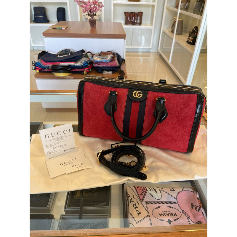 gucci bag suede red