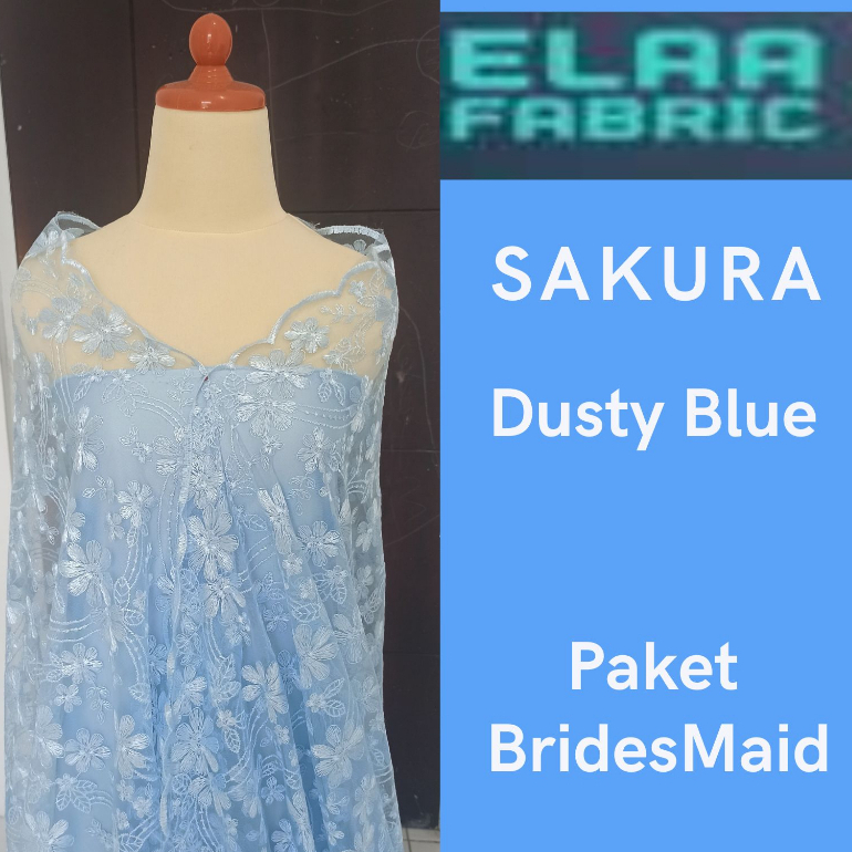 Paket Lengkap Kain Bridesmaid / Kain Satin + Kain Brokat Motif Sakura