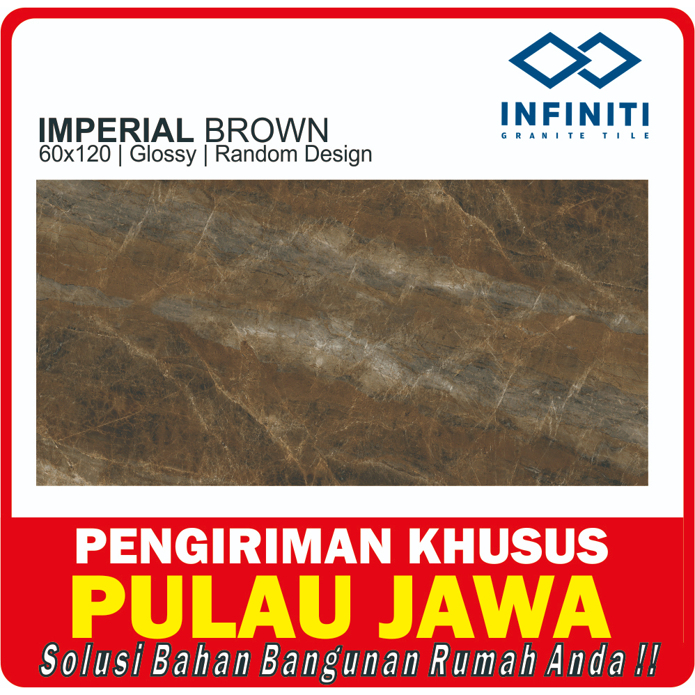Granit Tile 60x120 INFINITI Imperial Brown Glossy Motif Marmer