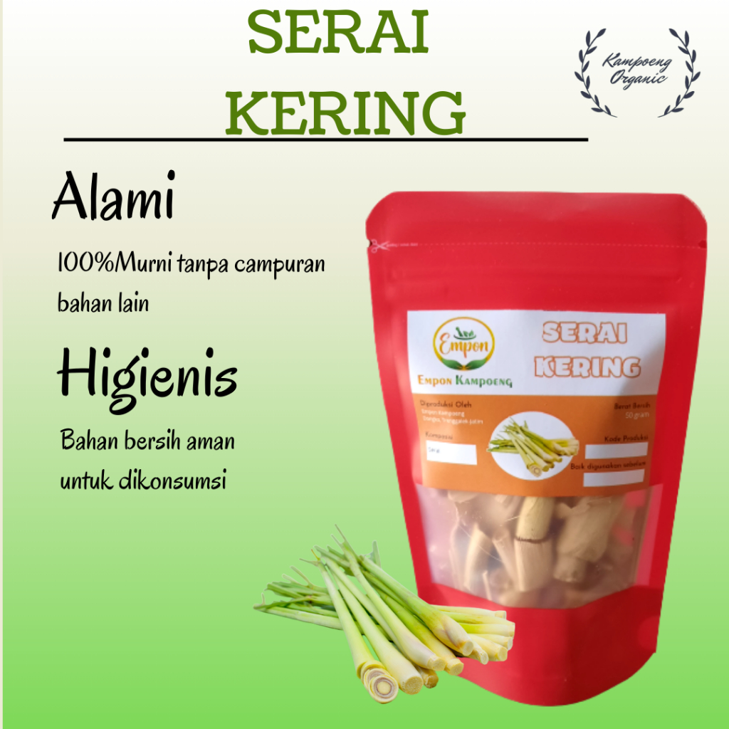 

Batang Sere Serai Sereh Iris Rajang Kering Dried Lemongrass Murni Organik Minuman Jamu Rempah Herbal Tradisional Asli Alami