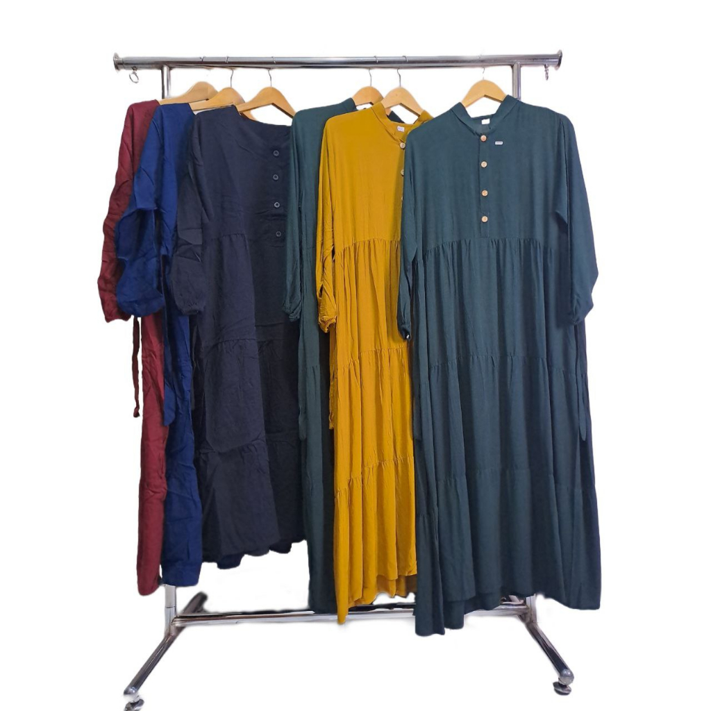 Dress Gamis Kirania Rayon Motif Polos