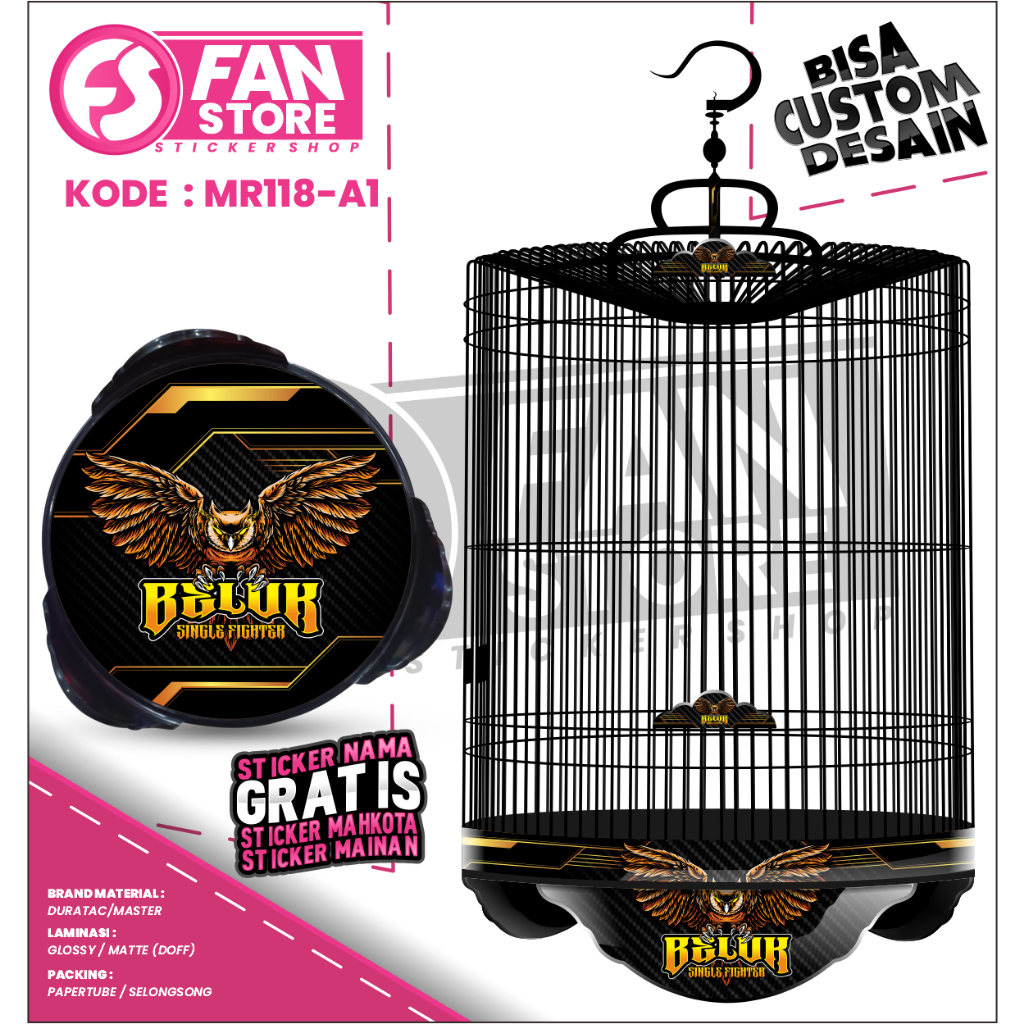 Sticker Stiker Sangkar Murai Oriq Jaya No 1 2 3 Motif Simple - Decal Stiker Kandang Murai Ebod Jaya 