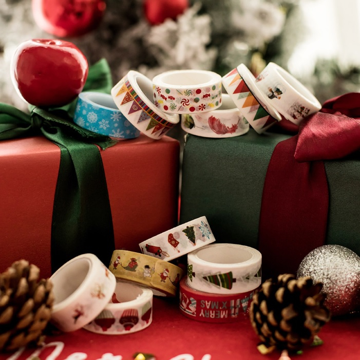 

Selotip Christmas Isolasi Washi Tape Natal Fancy 1,5 cm Per rol +- 5m