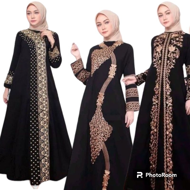 Abaya Saudi harga grosir Abaya hitam gamis arab bordir  komputer gamis muslimah