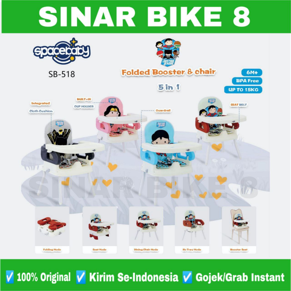Booster Seat 3 In 1 Baby Chair SPACEBABY SB 518 baru & SB 518 lama Kursi Makan Bayi