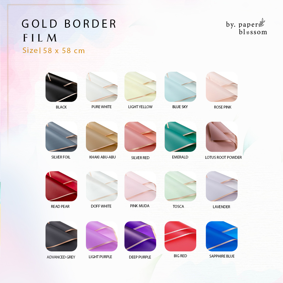 

5 Lembar Flower Wrapping Paper Gold Border Kertas Bunga Bouquet Paper