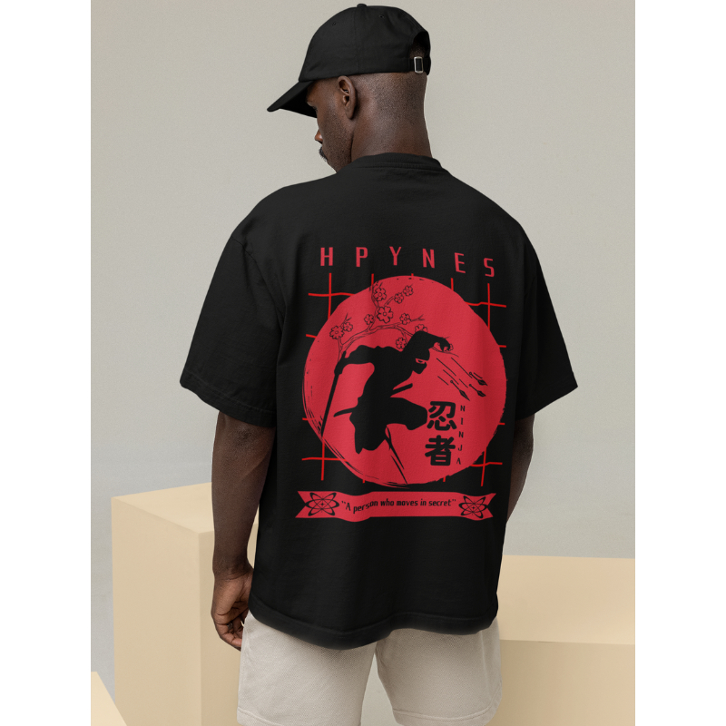 HPYNES Japan Ninja Kaos Oversized Pria Lengan Pendek