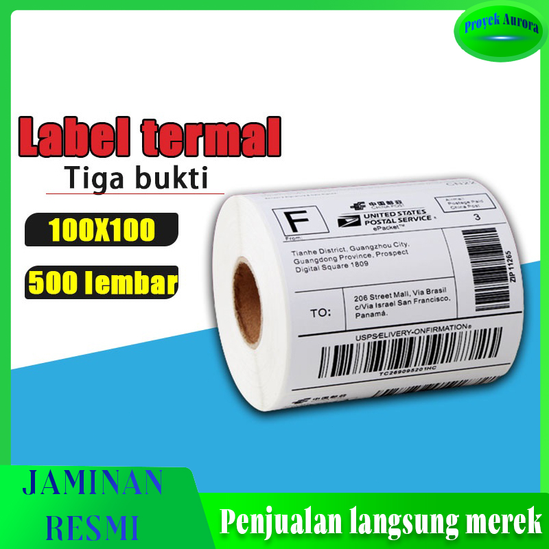 

【Flash Sale!!!】Tiga kertas anti-termal kotak penuh kertas label stiker kertas cetak berperekat /Label Barcode 100 x 100 mm 1 Line 500pcs/Roll kertas sticker Semicoated dan thermal