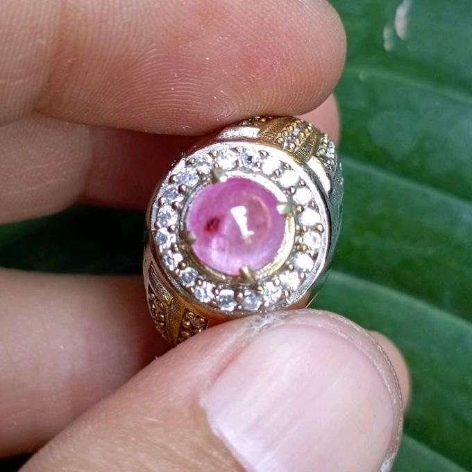 Cincin Batu Permata Natural STAR RUBY Burma NH + Memo (2,38ct)