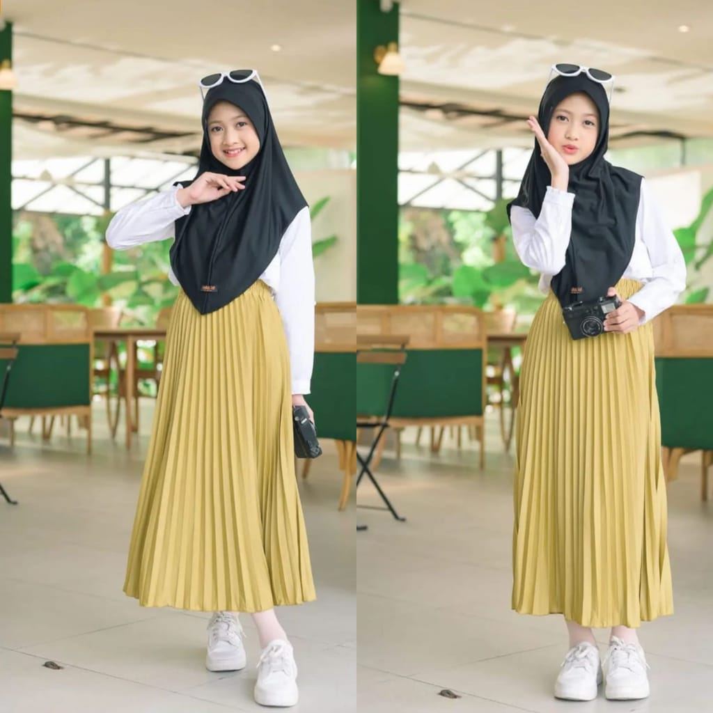 Rok Anak Plisket Size Tanggung 8 - 16 th  bisa COD