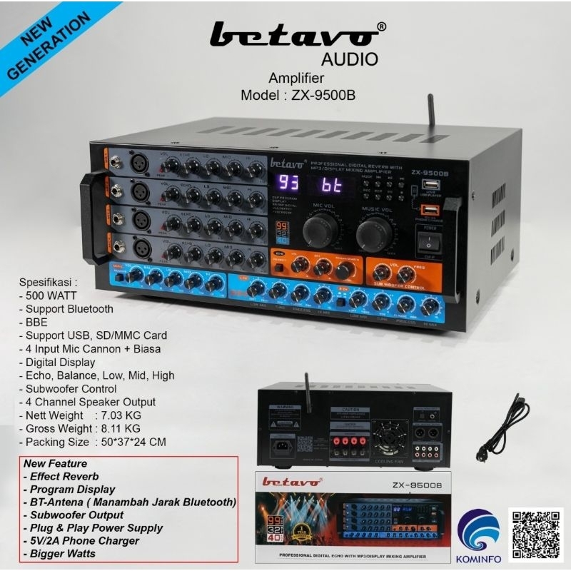 Power Ampli Betavo Zx9500b Bluetooth Bbe Proceccor amplifier Zx 9500b